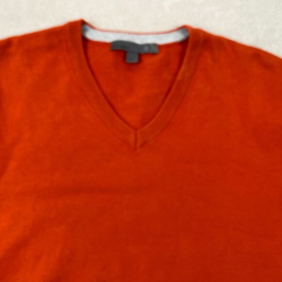 Old Navy Mens Sweater Large Pullover V-Neck Cotton Blend Orange V-Neck Knit - Picture 8 of 9